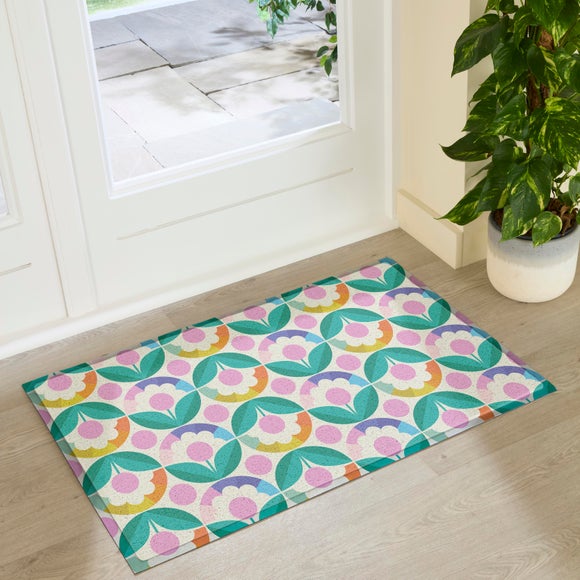 Artsy Mats Elizabeth Olwen Petal Pink Dots Indoor Outdoor Doormat