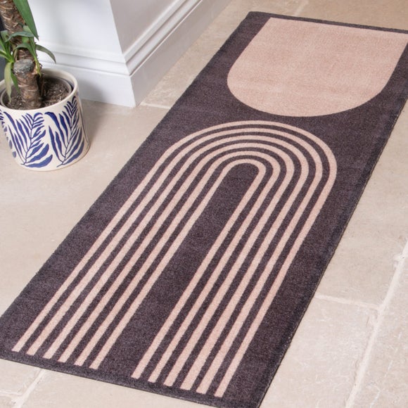 Artsy Mats Brown Abstract Indoor Washable Runner
