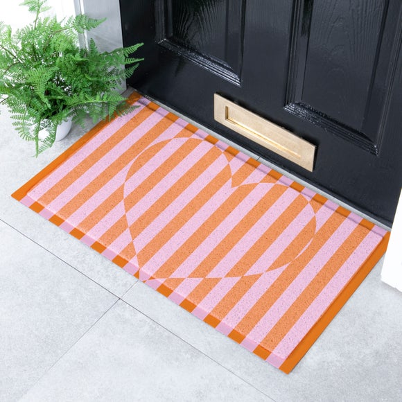 Artsy Mats Elizabeth Olwen Heart Stripe Indoor Outdoor Doormat