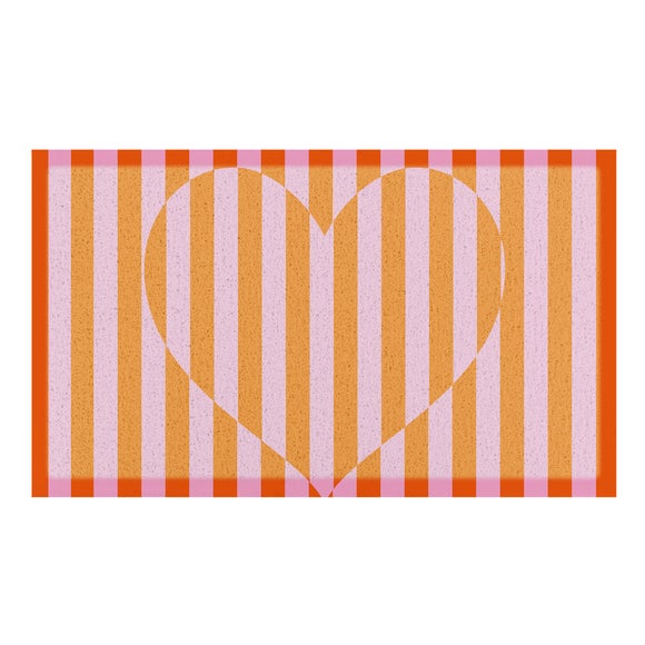 Photo 2 of Artsy Mats Elizabeth Olwen Heart Stripe Indoor Outdoor Doormat