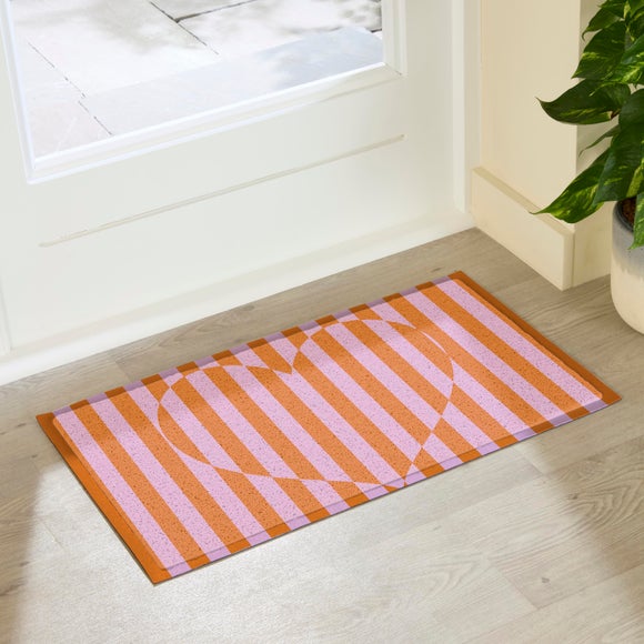 Photo 3 of Artsy Mats Elizabeth Olwen Heart Stripe Indoor Outdoor Doormat