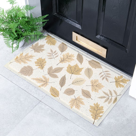 Artsy Mats Autumn Neutral Leaves Indoor Outdoor Doormat