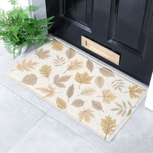 Artsy Mats Autumn Neutral Leaves Indoor Outdoor Doormat