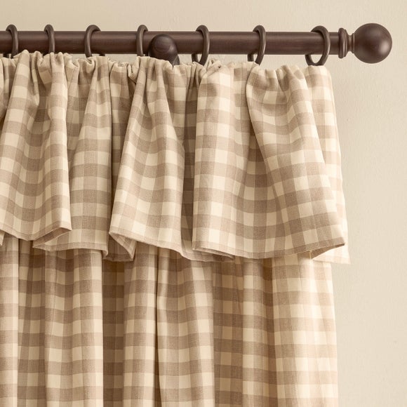 Furn. Harriet Gingham Flop Top Pencil Pleat Curtains (Blackout Thermal Available)