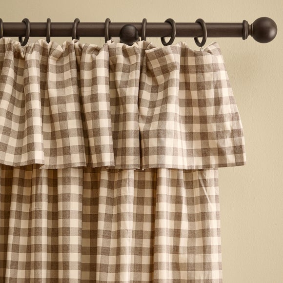 Furn. Harriet Gingham Flop Top Pencil Pleat Curtains (Blackout Thermal Available)