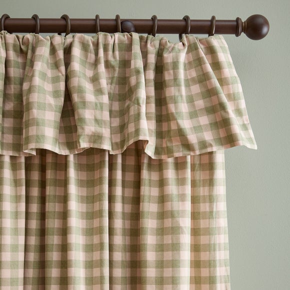 Furn. Harriet Gingham Flop Top Pencil Pleat Curtains (Blackout Thermal Available)