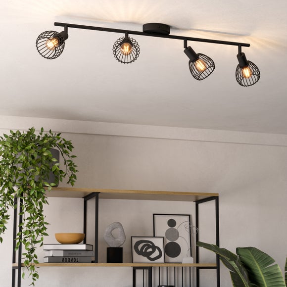EGLO Sonnino Industrial 4 Light Adjustable Semi Flush Spotlight Bar