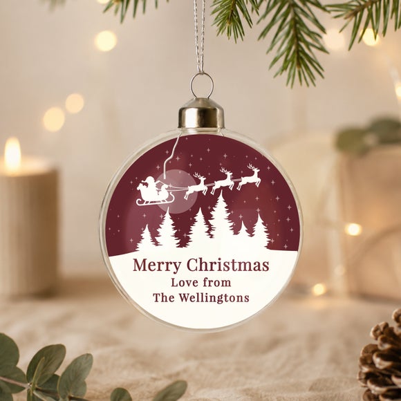 Personalised Christmas Scene Glass Bauble