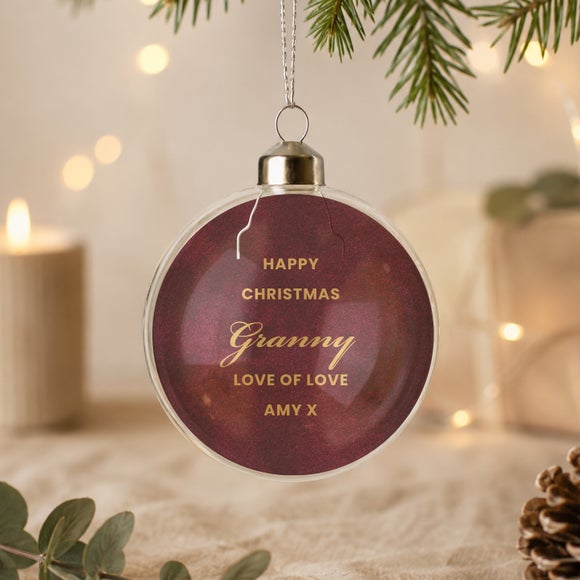 Personalised Maroon Elegance Glass Bauble