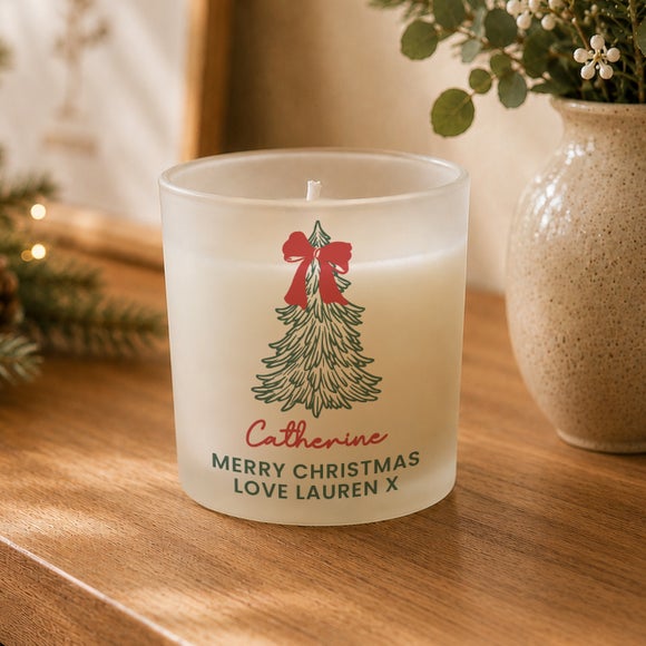 Personalised Christmas Tree Frosted Jar Candle