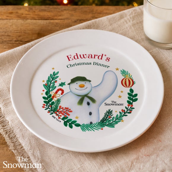 Personalised The Snowman Christmas Wishes Plate
