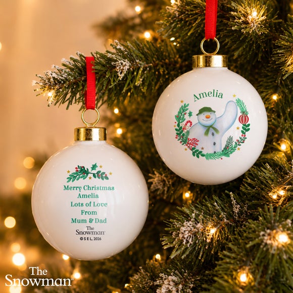 Personalised The Snowman Christmas Wishes Bauble