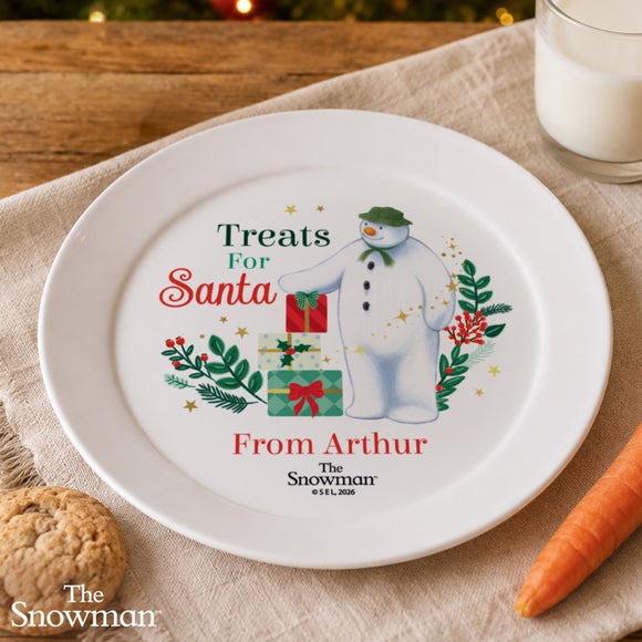 Personalised The Snowman Christmas Wishes Treats For Santa Plastic Plate