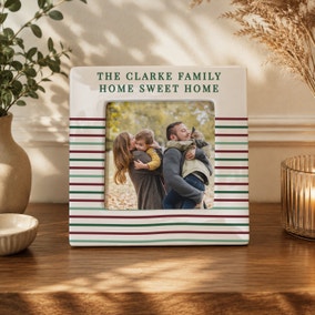 Personalised Striped Ceramic Square Photo Frame