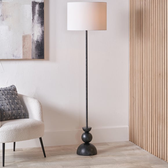 Return - Pacific Lifestyle Vala Graphite Metal Textured Effect Ball Floor Lamp