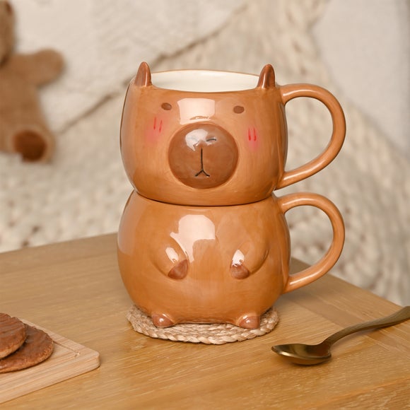 The Feel Good Club Set of 2 Capybara Stacking Mugs