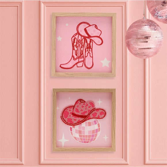 The Feel Good Club Cowgirl Boot & Disco Hat Tufted Wall Art