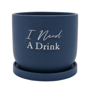 Country Living I Need A Drink Ceramic Plant Pot