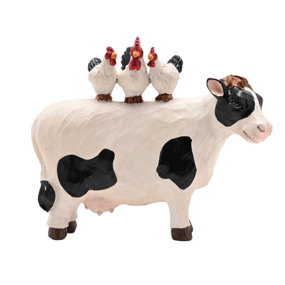 Country Living Chicken and Cow Standing Resin Ornament