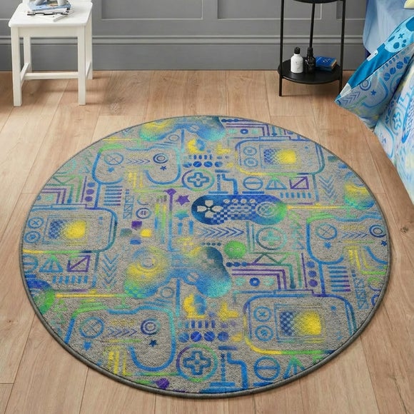 Catherine Lansfield Kids Gamer Circle Rug