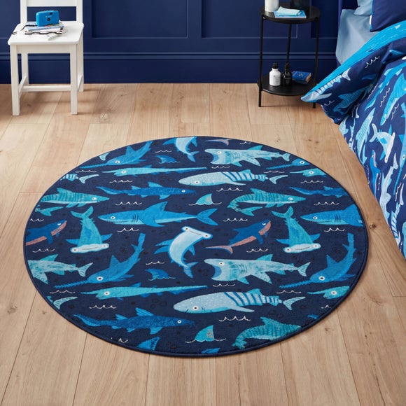 Catherine Lansfield Kids Jawsome Sharks Circle Rug