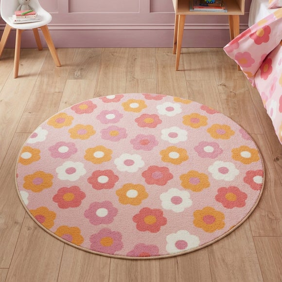Catherine Lansfield Kids Daisy Retro Circle Rug