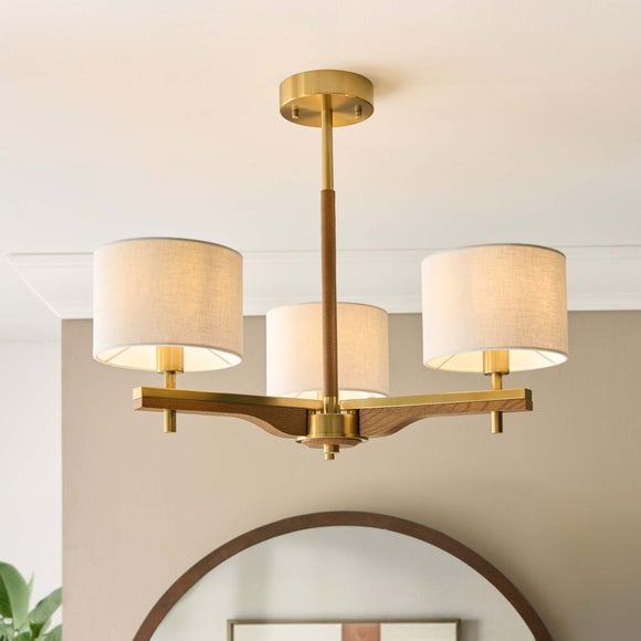 Vogue Heather Mid Century 3 Light Semi Flush Ceiling Light