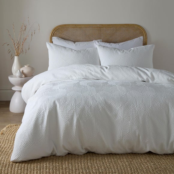 Serene Embossed Geo Duvet Cover & Pillowcase Set