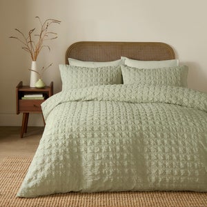 Serene Embossed Grid Duvet Cover & Pillowcase Set