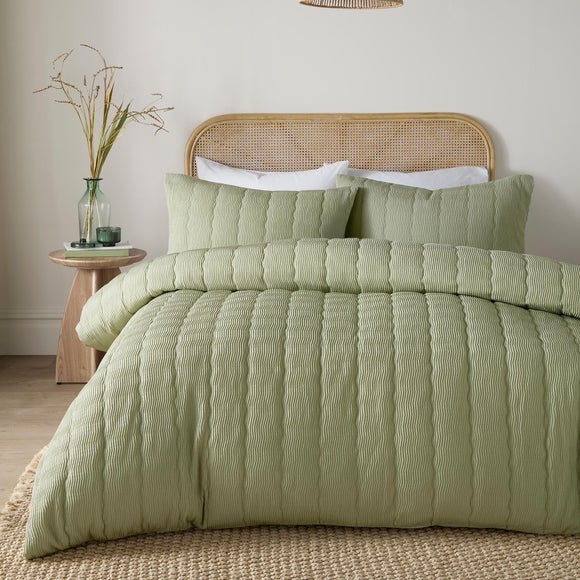 Serene Crinkle Wave Duvet Cover & Pillowcase Set
