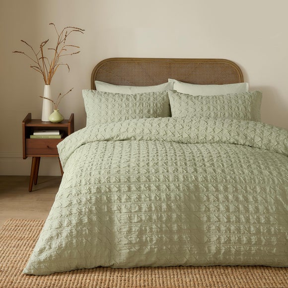 Serene Embossed Grid Duvet Cover & Pillowcase Set