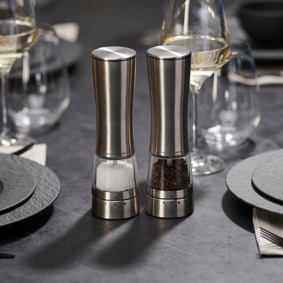 Cole and Mason Derwent Stainless Steel Electric Salt and Pepper Mill Set