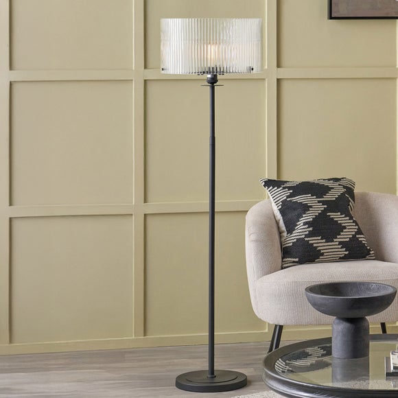 Pacific Lifestyle Clara Ribbed Glass Metal Round Floor Lamp