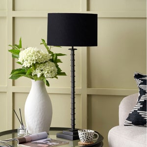 Pacific Lifestyle Everett Ribbed Metal Stick Table Lamp Base With Lino Linen Shade