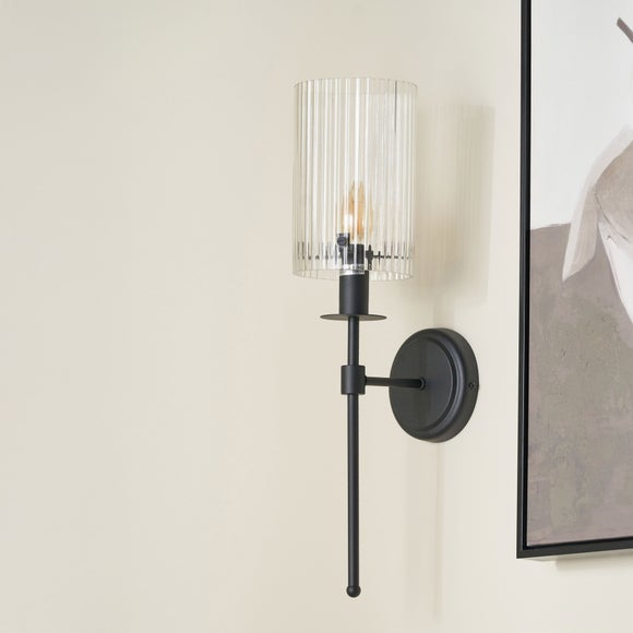 Pacific Lifestyle Clara Ribbed Glass Metal Cylinder Wall Light