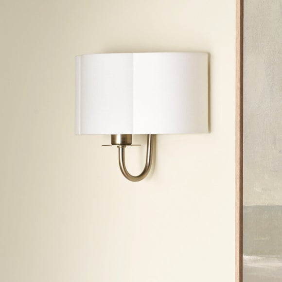 Pacific Lifestyle Seraphine Matt Metal and White Fx Silk Scallop Half Shaded WallLight
