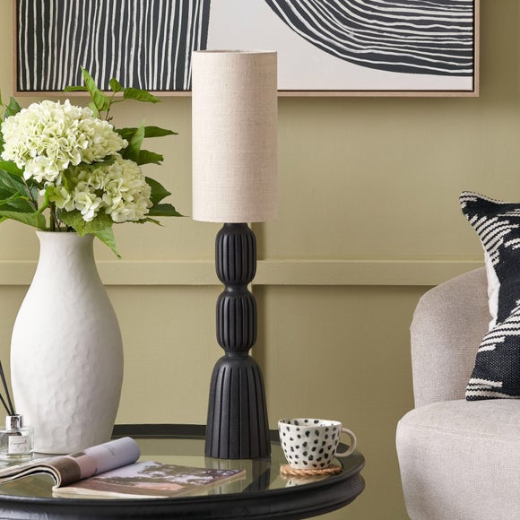 Pacific Lifestyle Sahana Ribbed Slim Wood Table Lamp