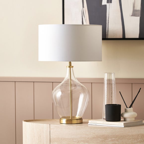 Pacific Lifestyle Rowen Clear Bottle Shaped Glass and Metal Table Lamp