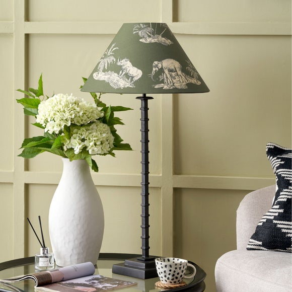 Photo 1 of Pacific Lifestyle Everett Ribbed Metal Stick Table Lamp Base With Nala Safari Shade Photo 1 of Pacific Lifestyle Everett Ribbed Metal Stick Table Lamp Base With Nala Safari Shade