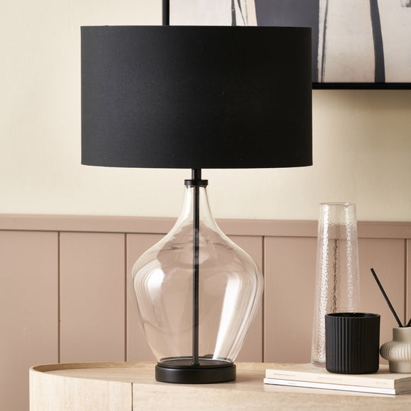 Pacific Lifestyle Rowen Clear Bottle Shaped Glass And Metal Table Lamp
