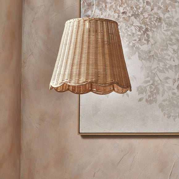View Pacific Lifestyle Aria Scalloped Rattan Tapered Pendant Shade