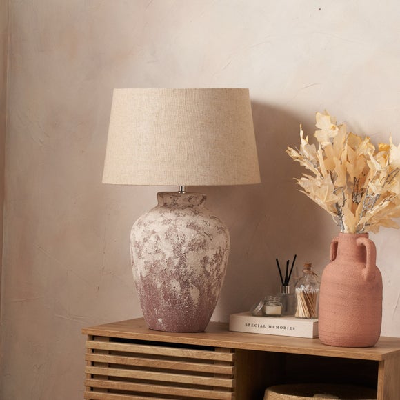 Photo 3 of Pacific Lifestyle Vanda Clay Stone Textured Ceramic Table Lamp
