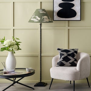 Pacific Lifestyle Everett Ribbed Metal Stick Floor Lamp Base And Nala Safari Empire Lampshade