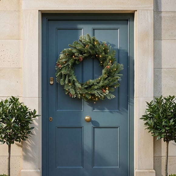 26" Artificial Pre-lit Puzzlewood Fir Wreath