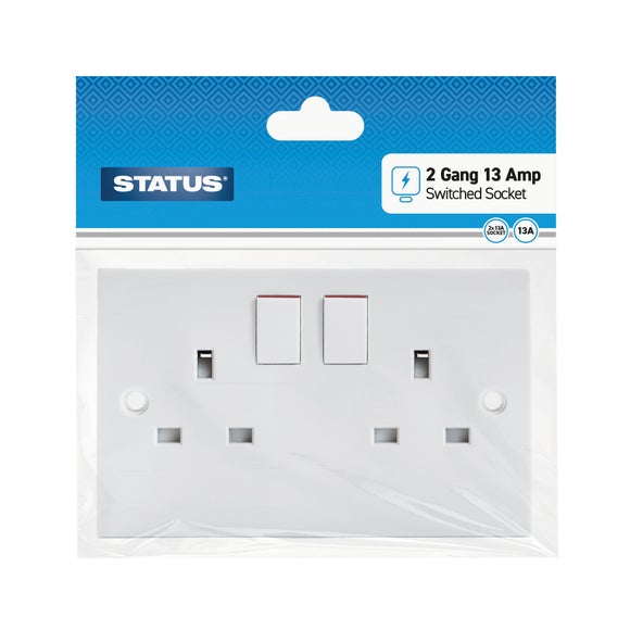 Status 2 Gang Wall Socket | Dunelm