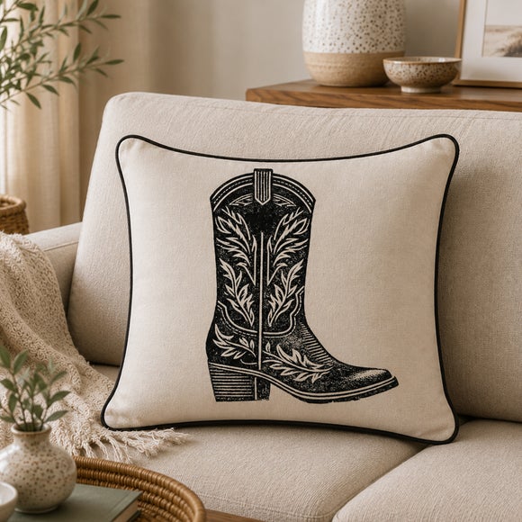 Cowboy Boot Square Cushion