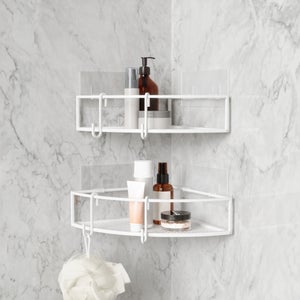 Umbra Cubiko Set Of 2 Adhesive Bathroom Corner Shelf Caddies