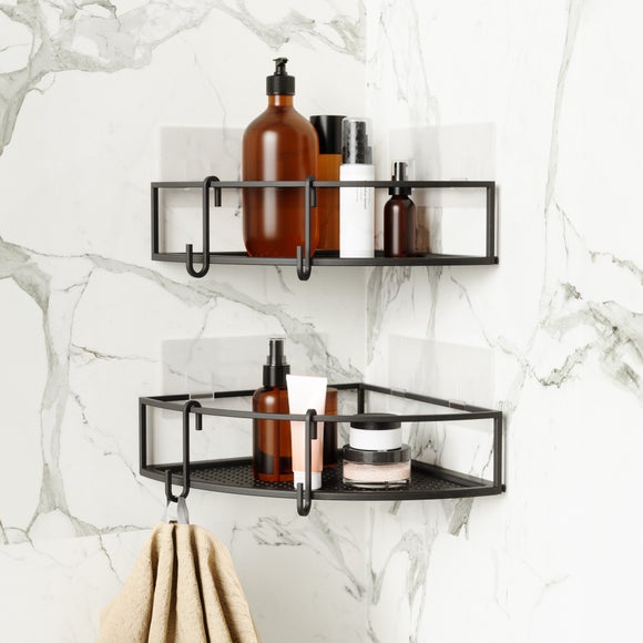 Umbra Cubiko Set of 2 Adhesive Bathroom Corner Shelf Caddies