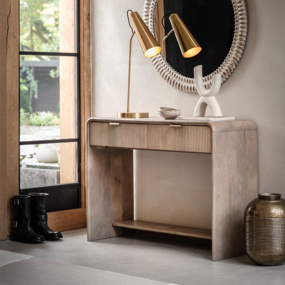 View Cedar & Sage Ontario Mango Wood 2 Drawer Console Table View Cedar & Sage Ontario Mango Wood 2 Drawer Console Table