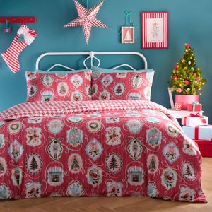 Fusion Christmas Vintage Frames Polycotton Duvet Cover & Pillowcase Set